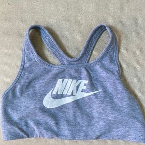 Nike girls sports bra heathered blue white logo EUC super soft